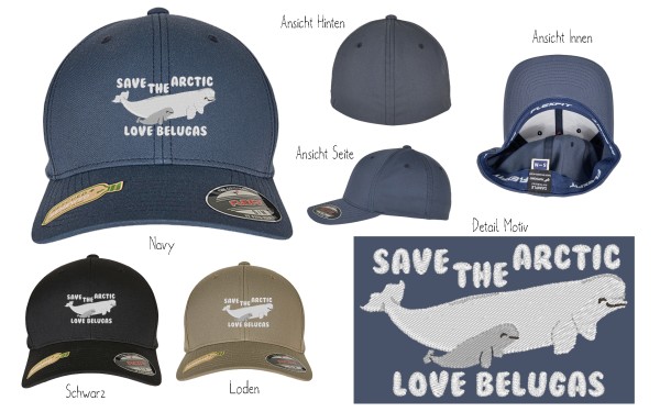 Cap Save The Arctic I Love Belugas - recycelter Polyester - 3 Farben zur Auswahl