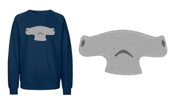 Fair Unisex Sweatshirt Hammerhai gestickt - 2 Varianten zur Auswahl